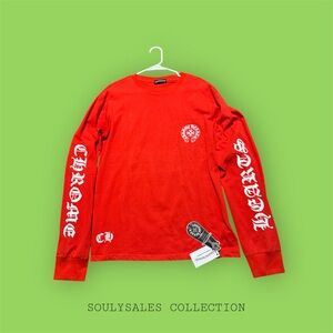 Red Chrome Hearts Long Sleeve Graphic Tee